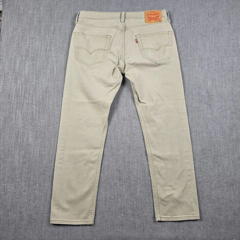 Levi's 502 Regular Tapered Mens 34x30 Tan Khaki Twill Chino Pants Stretch Casual